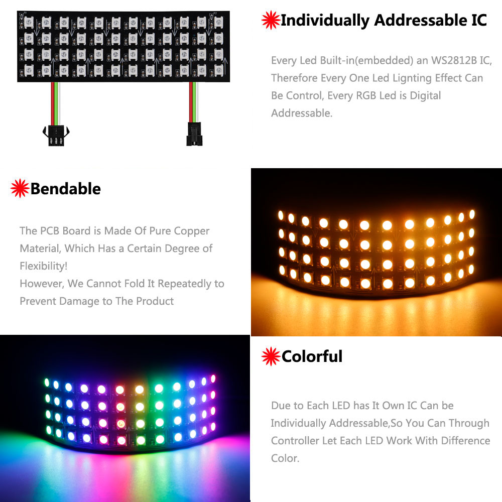 Painel de LED RGB WS2812B DC5V - Rgb Led Matrix 8X8 avaliação e preço